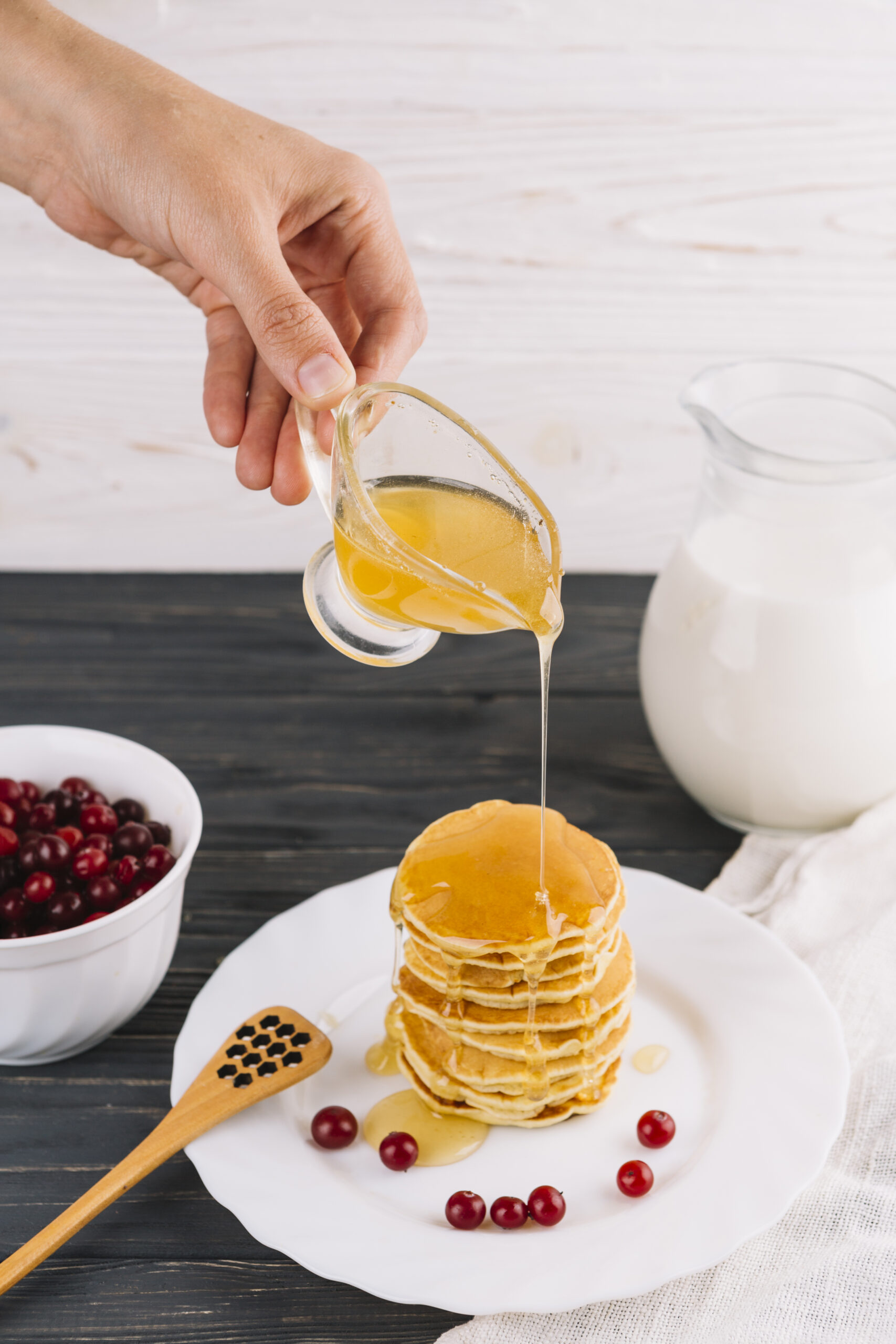 Fluffy Pancakes with Maple Syrup